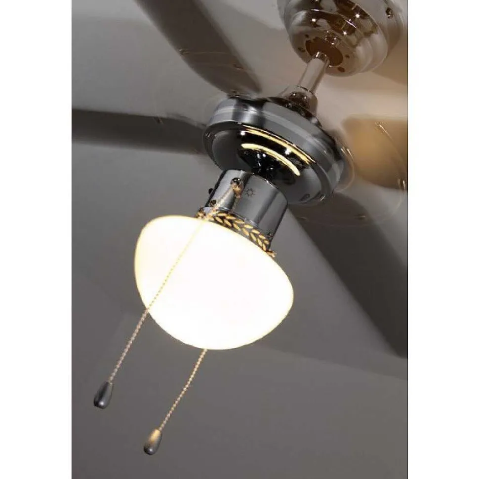 Ventilateur Globo Champion Chrome, Acier Inoxydable, Blanc, 1 Lumiere