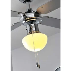 Ventilateur Globo Champion Chrome, Acier Inoxydable, Blanc, 1 Lumiere