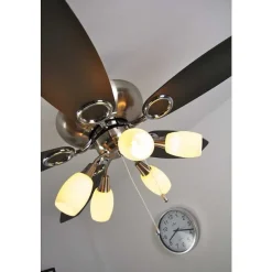 Ventilateur Globo Jerry Chrome, Acier Inoxydable, Nickel Mat, 5 Lumieres