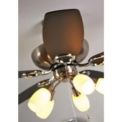 Ventilateur Globo Jerry Chrome, Acier Inoxydable, Nickel Mat, 5 Lumieres