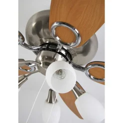 Ventilateur Globo Jerry Chrome, Acier Inoxydable, Nickel Mat, 5 Lumieres