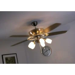 Ventilateur Globo Jerry Chrome, Acier Inoxydable, Nickel Mat, 5 Lumieres