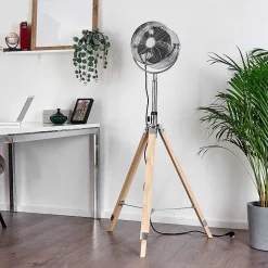 Ventilateur Magaluf Chrome, Bois Clair