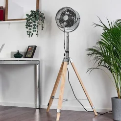 Ventilateur Magaluf Chrome, Bois Clair