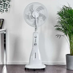 Ventilateur Rethymno Chrome, Argente, Blanc