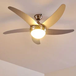 Ventilateurs De Plafond Morino Nickel Mat, Argente, 2 Lumieres, Telecommandes