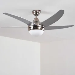 Ventilateurs De Plafond Morino Nickel Mat, Argente, 2 Lumieres, Telecommandes