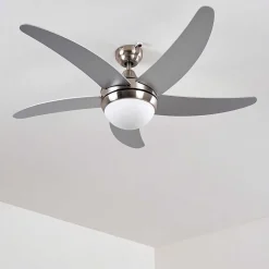 Ventilateurs De Plafond Morino Nickel Mat, Argente, 2 Lumieres, Telecommandes