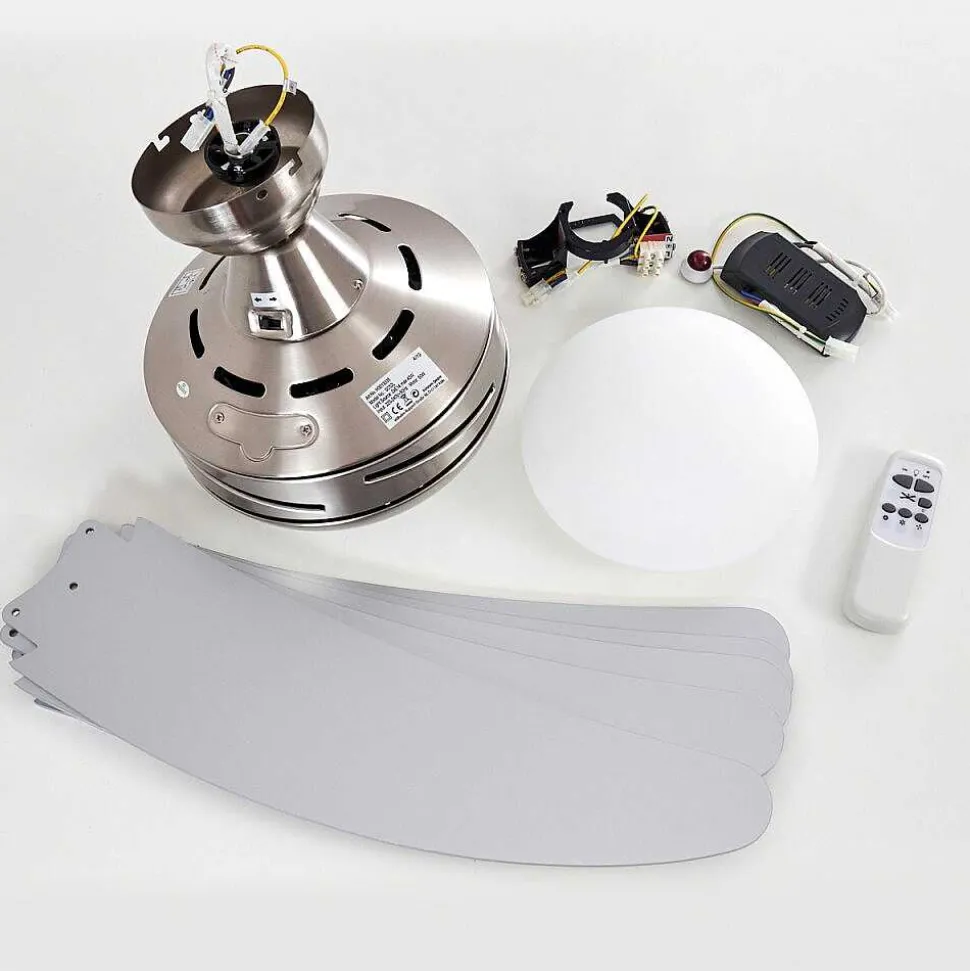 Ventilateurs De Plafond Morino Nickel Mat, Argente, 2 Lumieres, Telecommandes