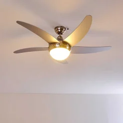 Ventilateurs De Plafond Morino Nickel Mat, Argente, 2 Lumieres, Telecommandes